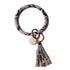 Rainbery Multiful Tassel Keychain Enamel PU Leather O Key Chain Monogram Circle Wristlet Keychain For Women Girls - menochic